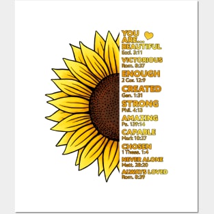 Sunflower, Christian, Religious, Thankful Grateful Blessed Posters and Art